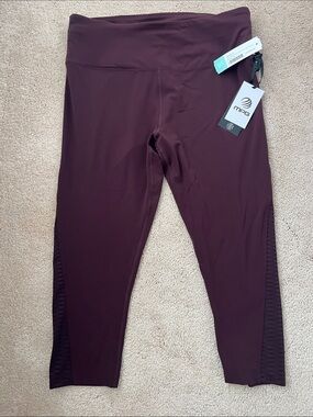MPG Women’s Brown/Plum High Waist Performance Capri Leggings XL NWT
